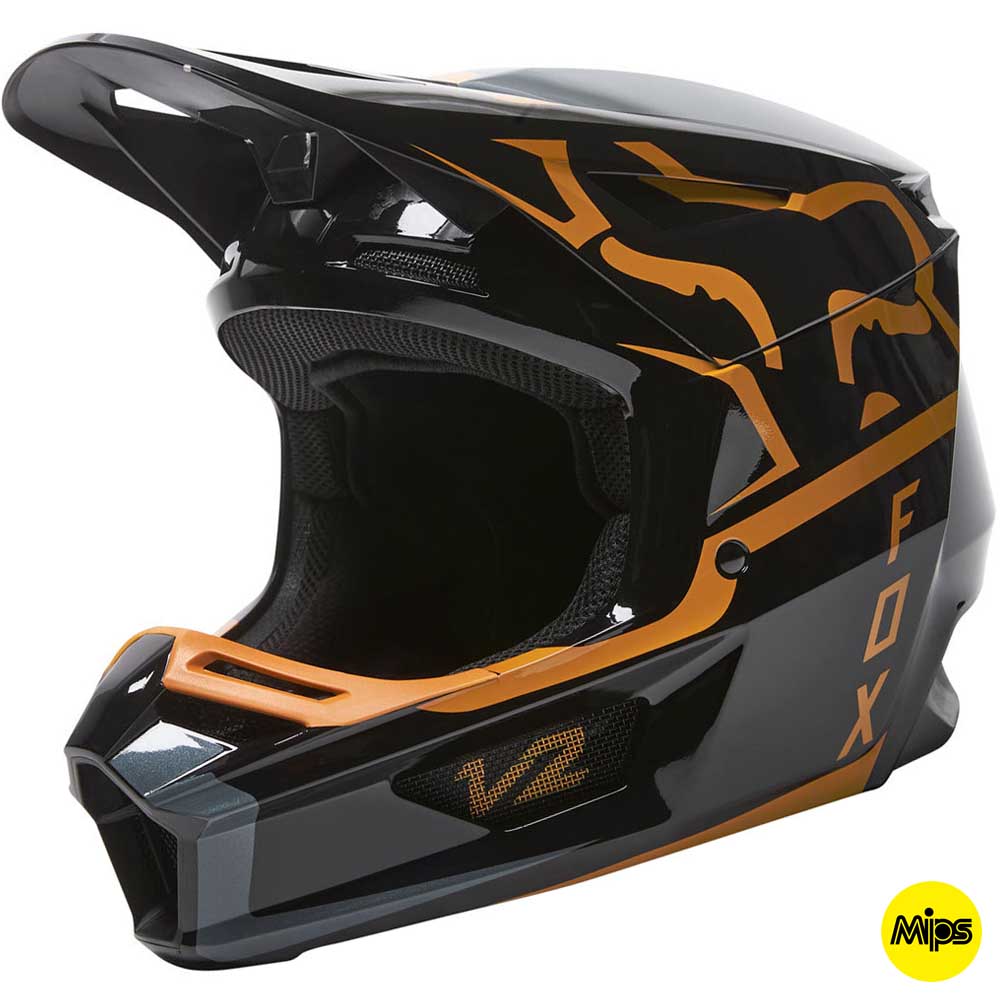 Fox V2 Merz Black/Gold (2022) шлем внедорожный