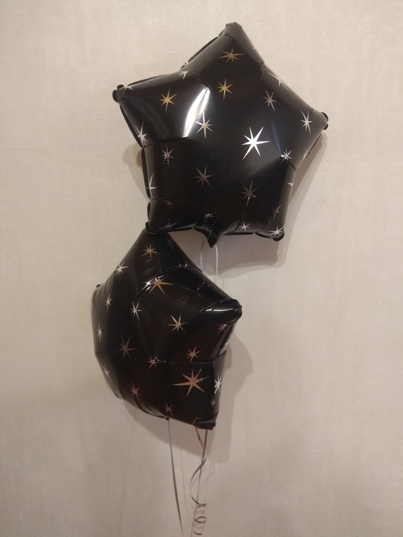 Звезда с искорками чёрная шар фольгированный с гелием