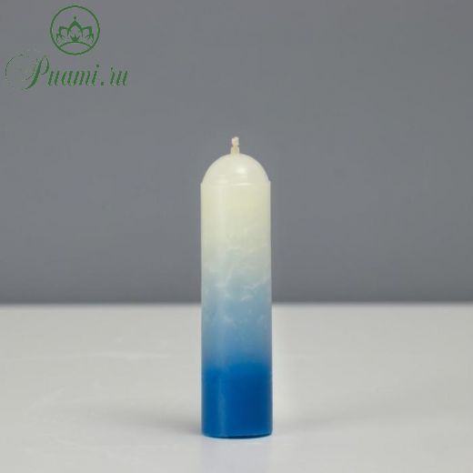 Свеча античная, 2,7 х 11 см, бело-синяя, 50 грамм