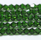 фото Бусины граненые Биконус (стекло) на нити  4 х 4 мм. TBY-K-4.12 темно-зеленый