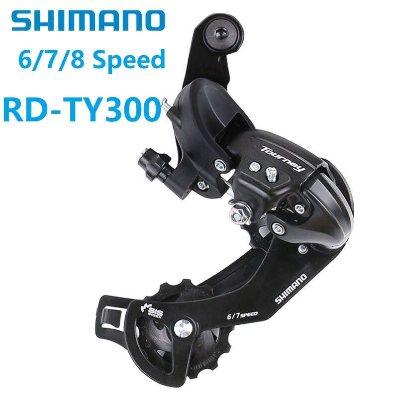 Переключатель задний Shimano Tourney RD-TY300, 6/7/8 скоростей, черный, крепление на болт