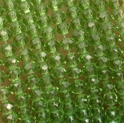 Бусины граненые Рондель (стекло) на нити цвет № 11 светло-зеленый Перидот Разные размеры (LSR-11)