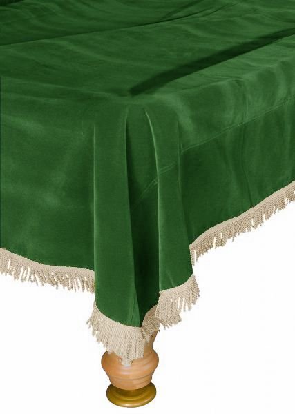 Покрывало для стола 10 ф (бархат, зеленое/бежевая бахрома), артикул 70.202.10.0