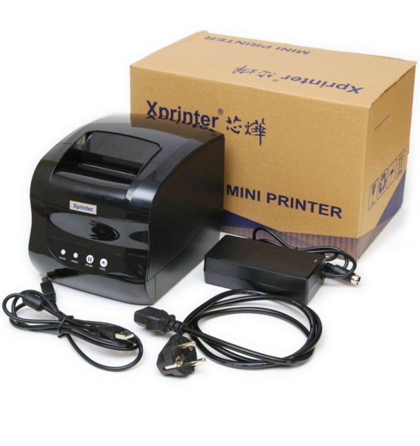 Термопринтер этикеток Xprinter XP-365B  USB черный