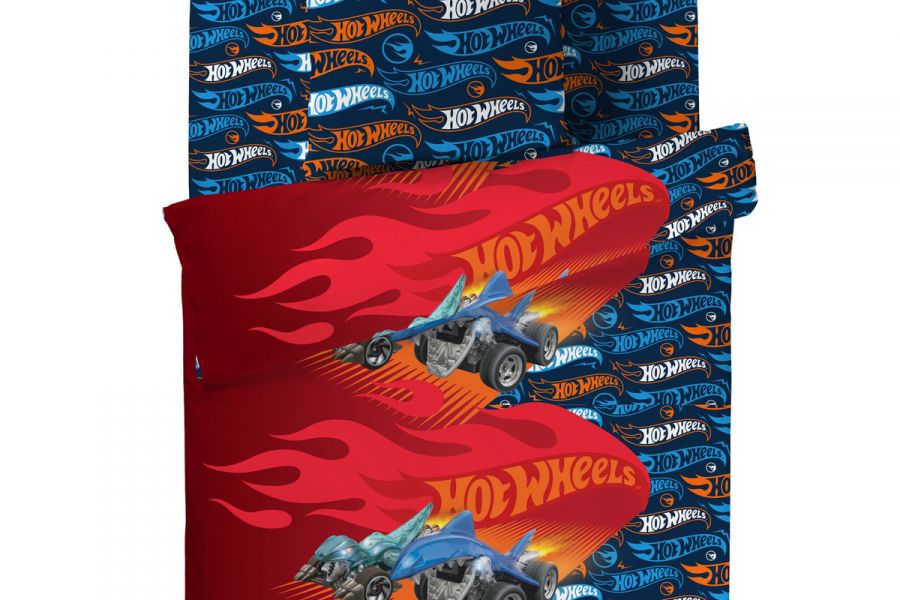 Бязь [синий+красный] Павлинка Hot wheels пламя постельное белье