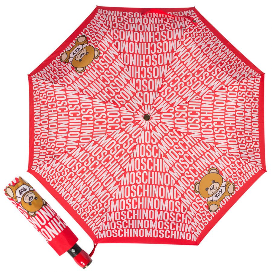 Зонт складной Moschino 8192-OCC Logo and Bear Red/W