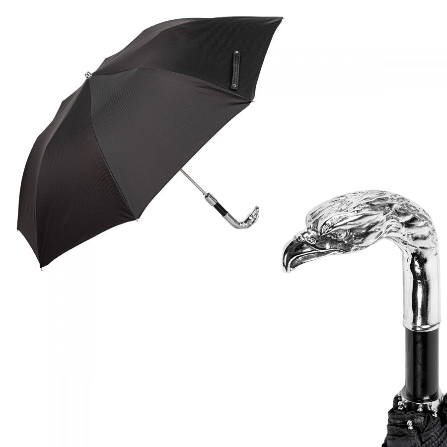 Зонт складной Pasotti Auto Eagle Silver StripesS Black