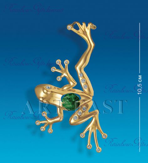 Фигурка подвесная Лягушка с зелеными камнями “Swarovski”