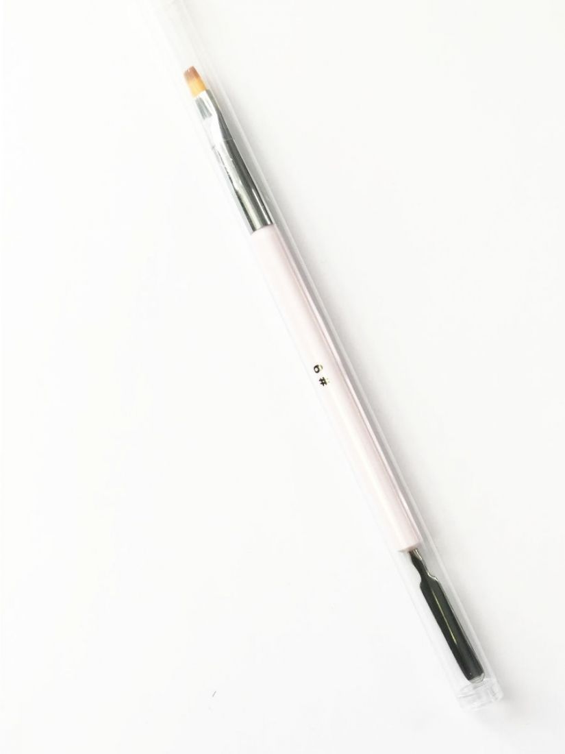 КистьNail Art для полигеля "прямая"  №6 (розовая с шпателем)