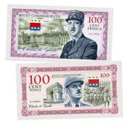 100 Cent FRANCS (франков) — Шарль Де Голь. Франция (Charles de Gaulle. France)​.Памятная банкнота UNC Oz