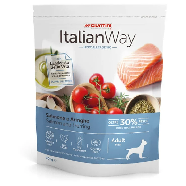 Сухой корм для собак мелких пород Italian Way гипоаллергенный с лососем и сельдью
