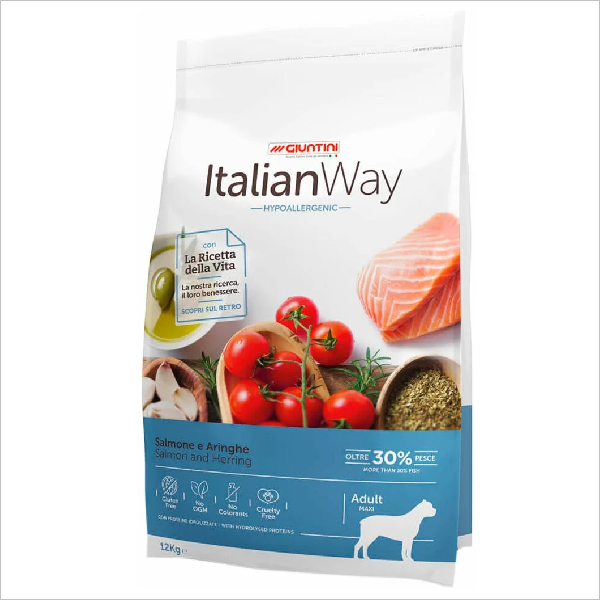 Сухой корм для собак крупных пород Italian Way гипоаллергенный с лососем и сельдью