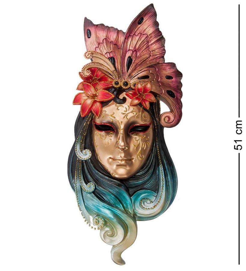 Венецианская маска «Лилия» бол. 22.5x8 см, h=51 см (WS-351)