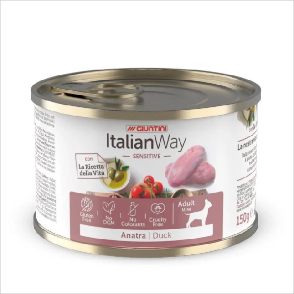 Влажный корм для собак Italian Way при чувствительном пищеварении c уткой