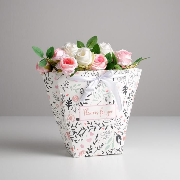 Пакет для цветов трапеция Flowers for you, 10 × 23 × 23 см
