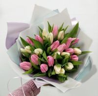 25 тюльпанов (розовые и белые)