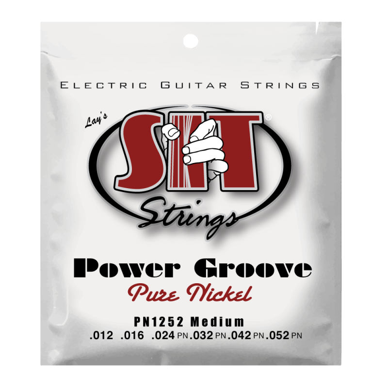 Струны для электрогитары SIT PN1252, Power Groove Pure Nickel Medium, 12-52