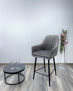 Полубарный стул Роден Premier 25 Серый, велюр (H=65cm), M-City