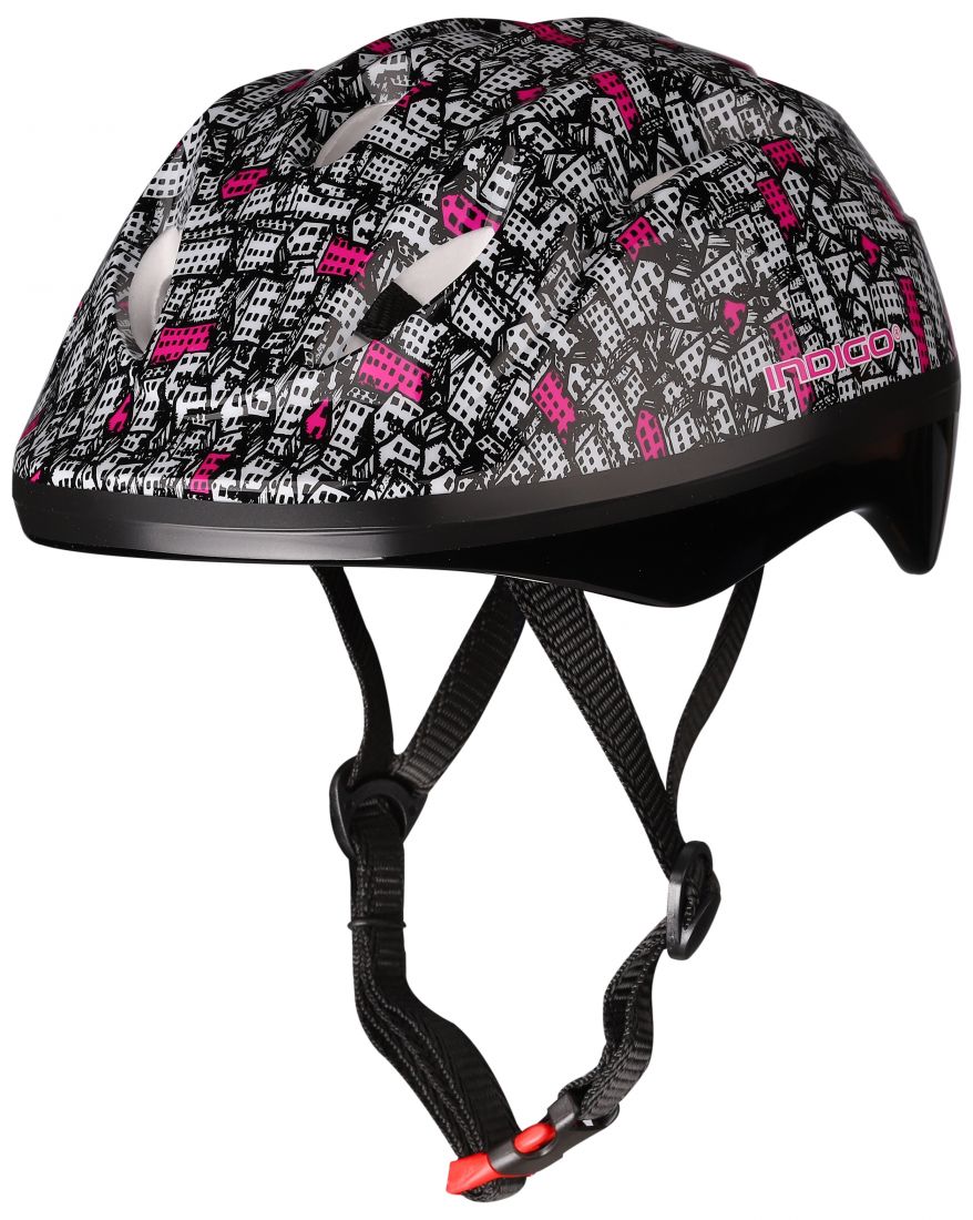 Шлем велосипедный детский INDIGO CITY 8 вентиляционных отверстий IN071 Серо-розовый