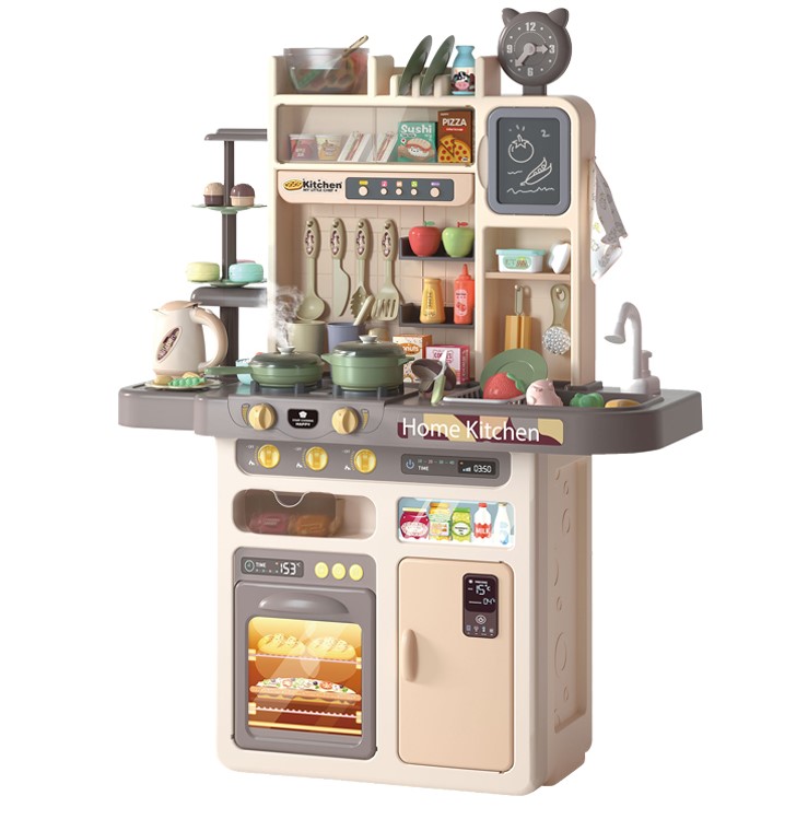 Детская кухня игровая высокая с паром, водой, звуки, свет, холодильником и чайником (WD-R46)