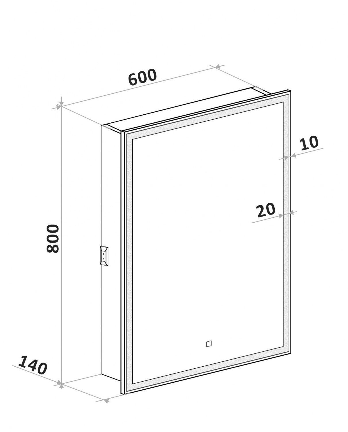 Зеркало-шкаф с подсветкой ART&MAX TECHNO AM-Tec-600-800-1D 60х80 см схема 4