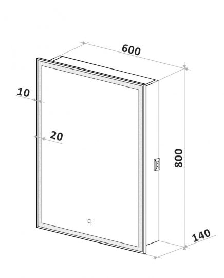 Зеркало-шкаф с подсветкой ART&MAX TECHNO AM-Tec-600-800-1D 60х80 см схема 7