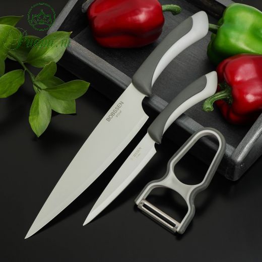 Набор ножей Faded, 3 предмета: ножи, овощечистка, цвет серый