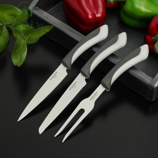 Набор ножей Faded, 3 предмета: ножи, вилка для мяса, цвет серый