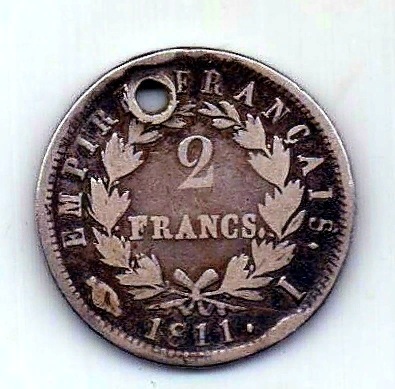 2 франка 1811 Наполеон I Бонапарт Лимож Франция