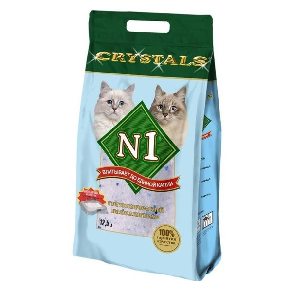 Наполнитель N1 Crystals для кошек силикагелевый синий 12.5л