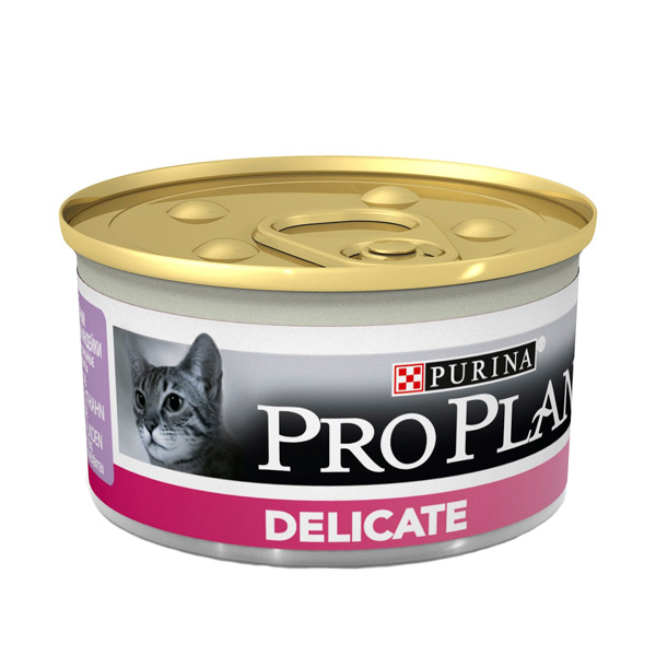 Влажный корм для кошек Pro Plan Delicate паштет с индейкой 85 гр
