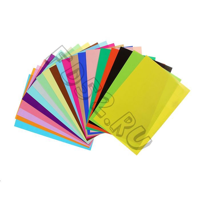 Бумага цветная самоклеящаяся А4, 20 листов, 20 цветов "№6" дополнительные цвета металлик и флюоресцентные