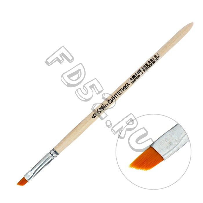 Кисть Синтетика Наклонная № 6 (ширина обоймы 6 мм; длина волоса 6/8 мм), деревянная ручка, Calligrata