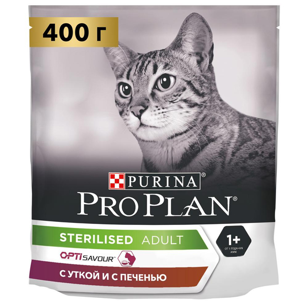 Сухой корм для стерилизованных кошек Pro Plan Optisavour Sterilised с уткой и печенью
