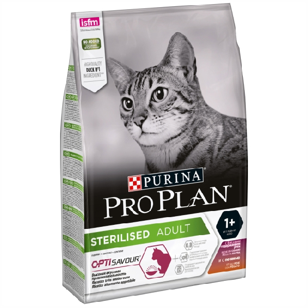Сухой корм для стерилизованных кошек и кастрированных котов Pro Plan Sterilised с уткой и печенью 10кг