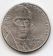 5 центов (Регулярный выпуск) США  2013 Двор Р
