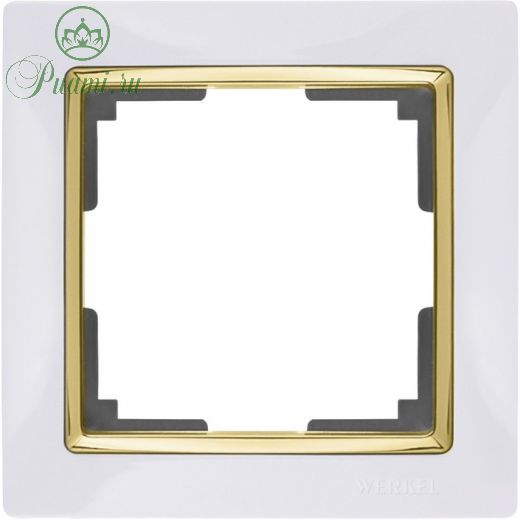 Рамка на 1 пост  WL03-Frame-01-white-GD, цвет золото, белый