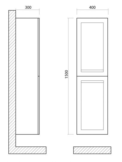 Подвесной шкаф-пенал Art&Max PLATINO AM-Platino-1500-2A-SO 40х30 схема 7