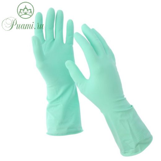Перчатки хозяйственные резиновые размер S, лёгкие, прочные, пара, цвет зелёный