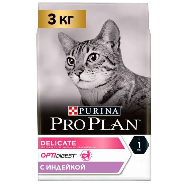 Корм для кошек Purina Pro Plan Delicate при чувствительном пищеварении с индейкой 3кг