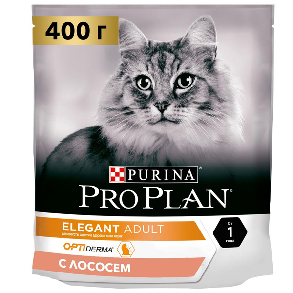 Сухой корм для кошек Pro Plan Optiderma Elegant для красоты шерсти и здоровья кожи с лососем