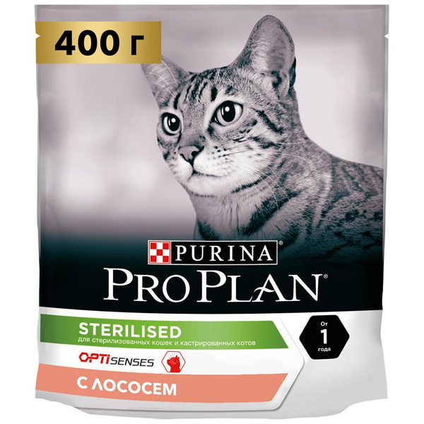 Сухой корм для стерилизованных кошек Pro Plan Sterilised Optisenses с лососем