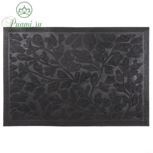 Коврик резиновый «Листва», 40х60 см, цвет чёрный