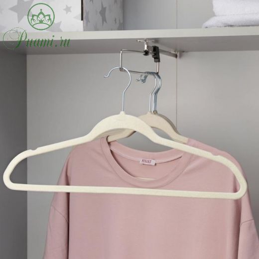 Вешалка-плечики для одежды, размер 44-46, флокированное покрытие, цена за шт, цвет белый