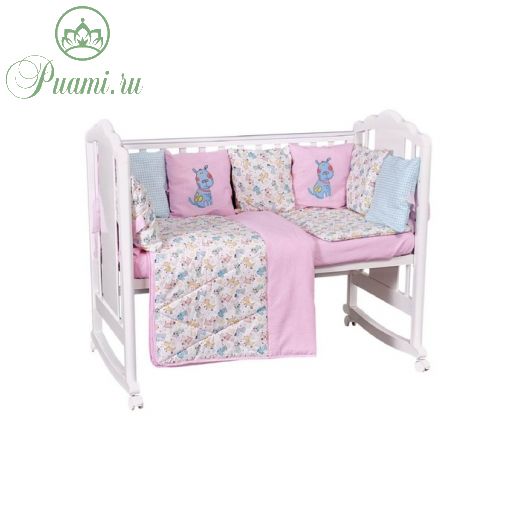Комплект в кроватку «Собачки», 5 предметов, цвет розовый