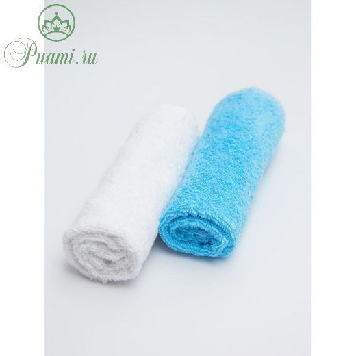 Полотенце-салфетка для кормления Soft Care, размер 35x35 см, цвет белый, голубой, 2 шт. в наборе