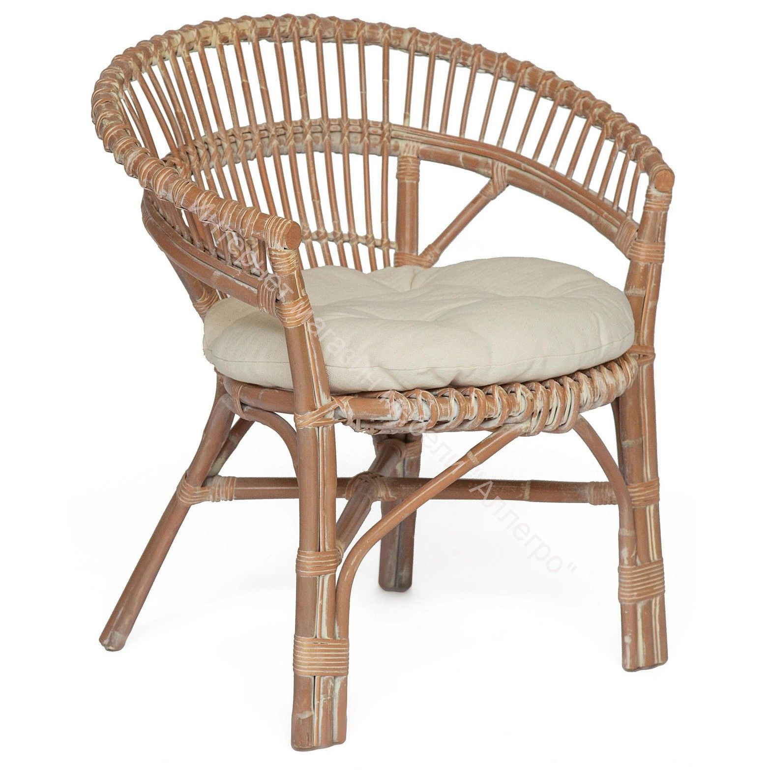 Кресло Secret De Maison Koln с подушкой, натуральный ротанг, Натуральный + white wash