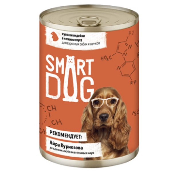 Влажный корм для собак Smart Dog кусочки в соусе с индейкой 850 гр