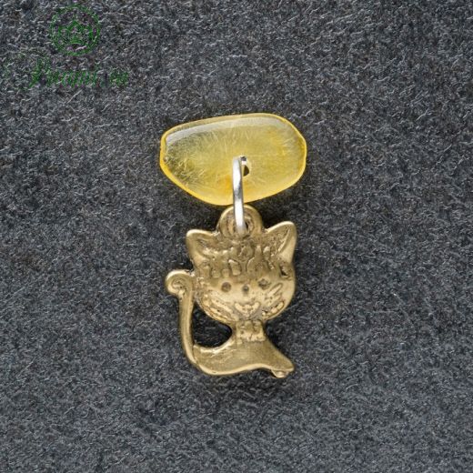 Брелок-талисман "Киса", натуральный янтарь