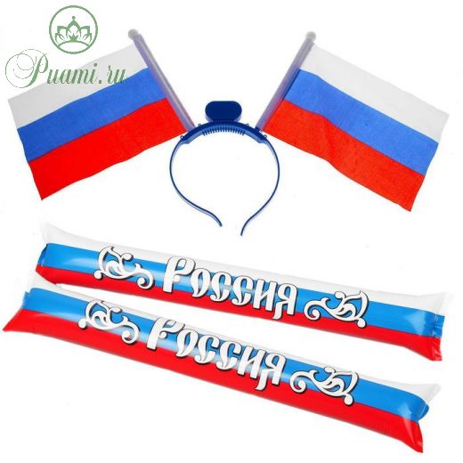 Набор «Люблю Россию», 2 предмета: световой ободок-флаг, палка-стучалка болельщика 60 см
